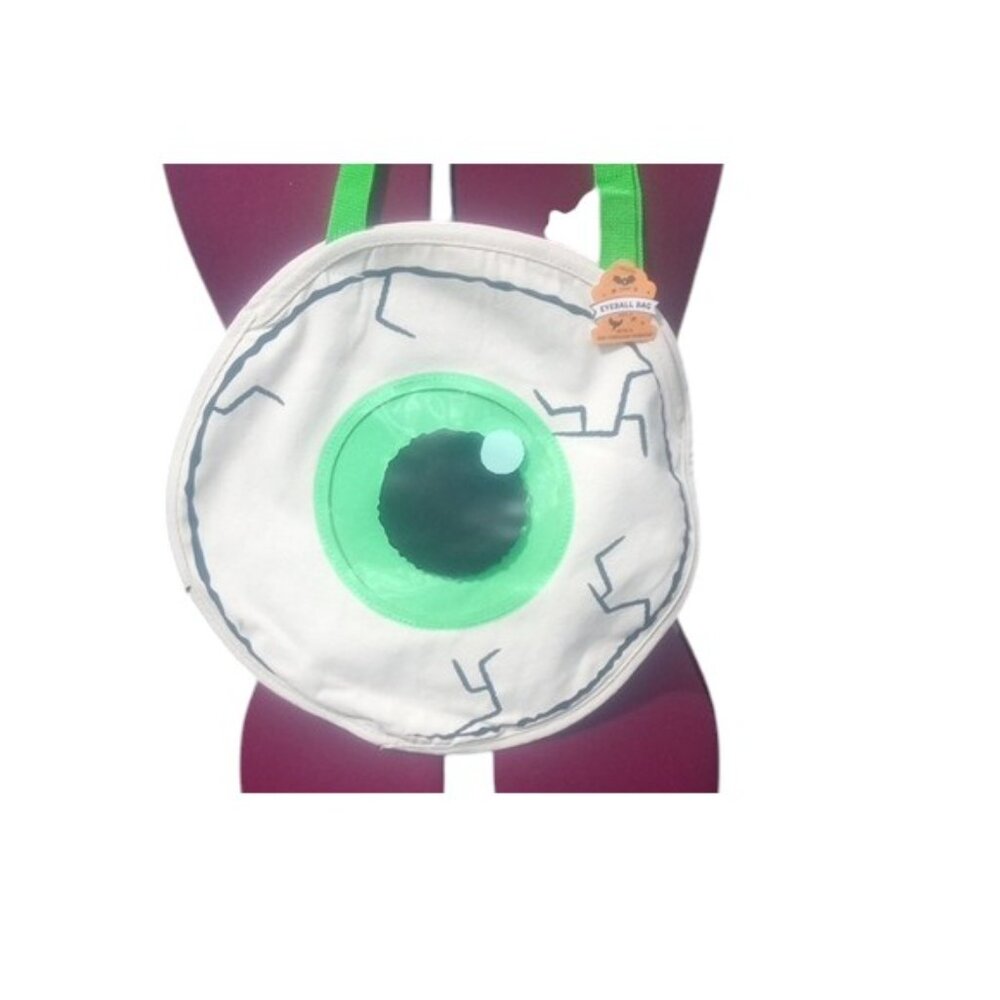 Green and White Eyeball Shoulder Bag / trick or treat bag